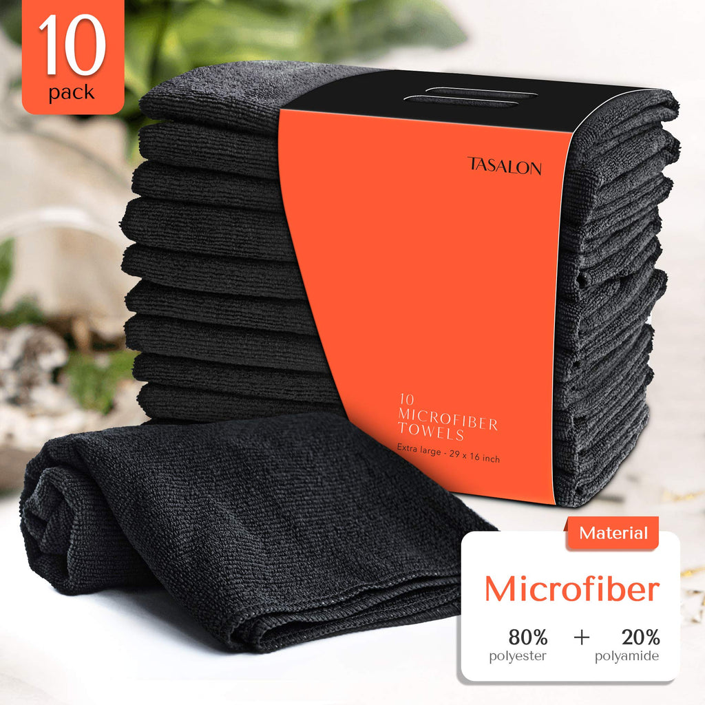 Tasalon Microfiber Hair Towel - 10 Pack - Salon Towels - Quick Dry Microfiber Towels - 29 X 16 Inches Ultra-Soft Microfiber Towe