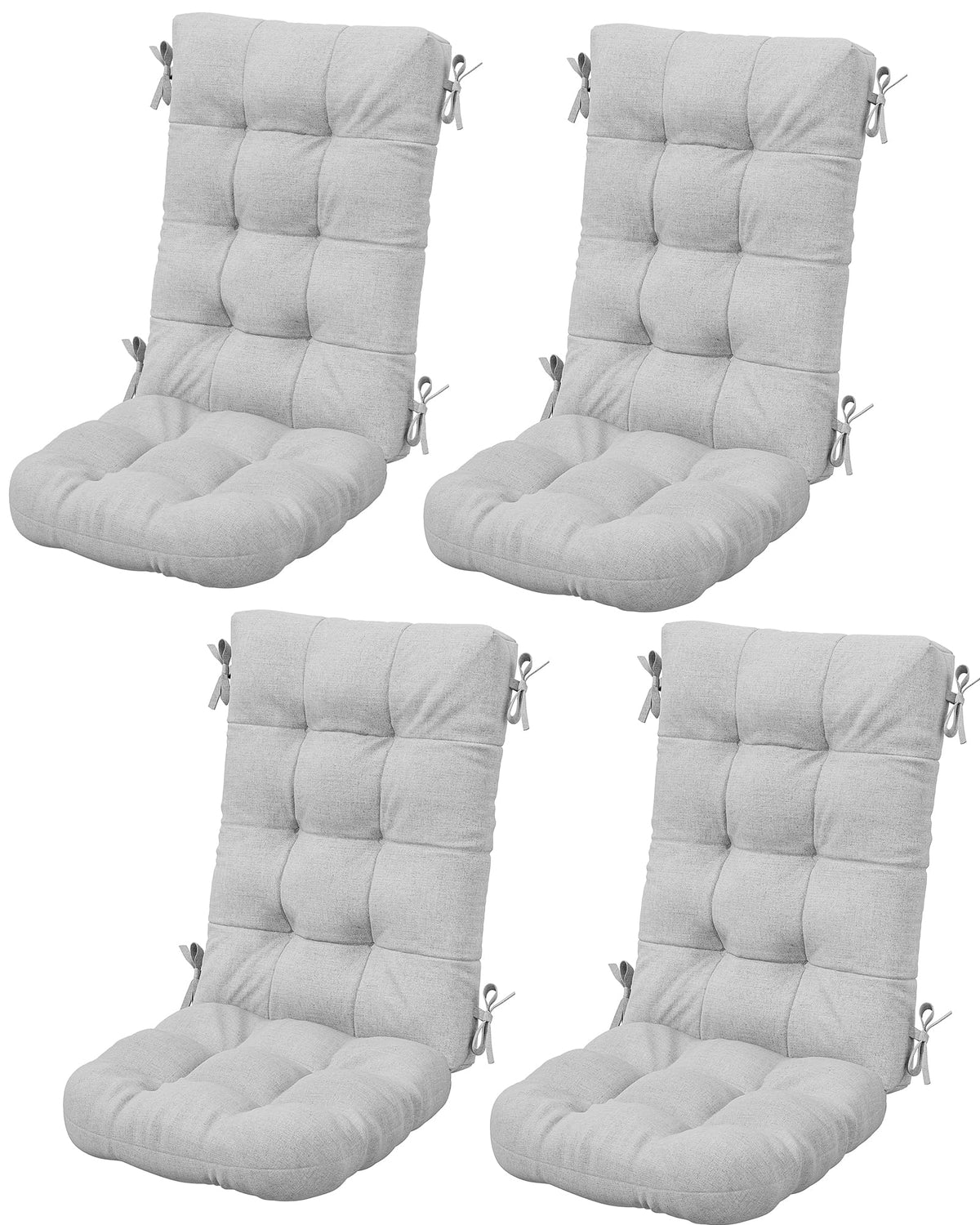 Serwall Hdpe Outdoor Rocking Chair Cushion Set Of 4, Memory Foam Cushion Gray