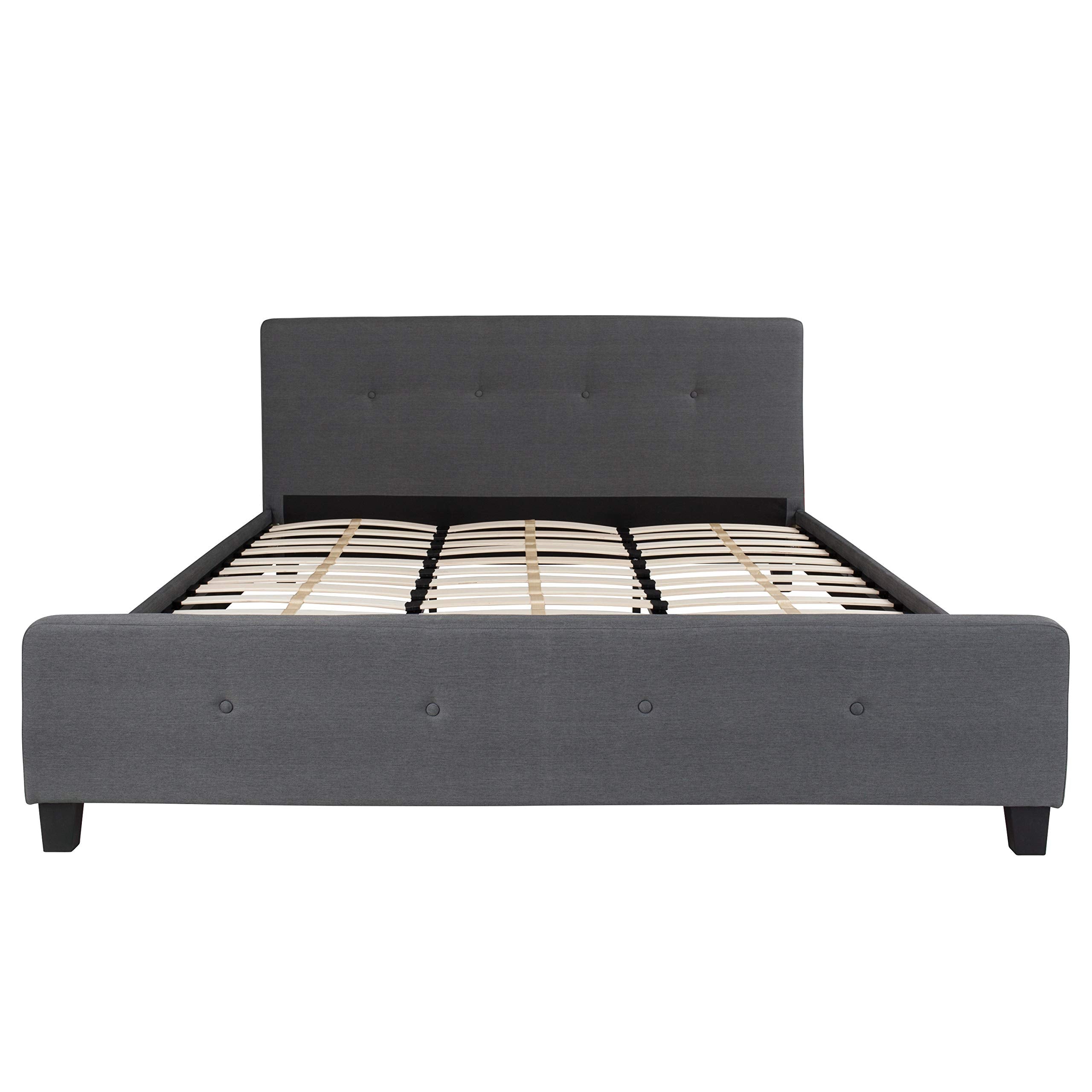 Flash Furniture Tribeca King Size Tufted Upholstered Platform Bed In Dark Gray Fabric