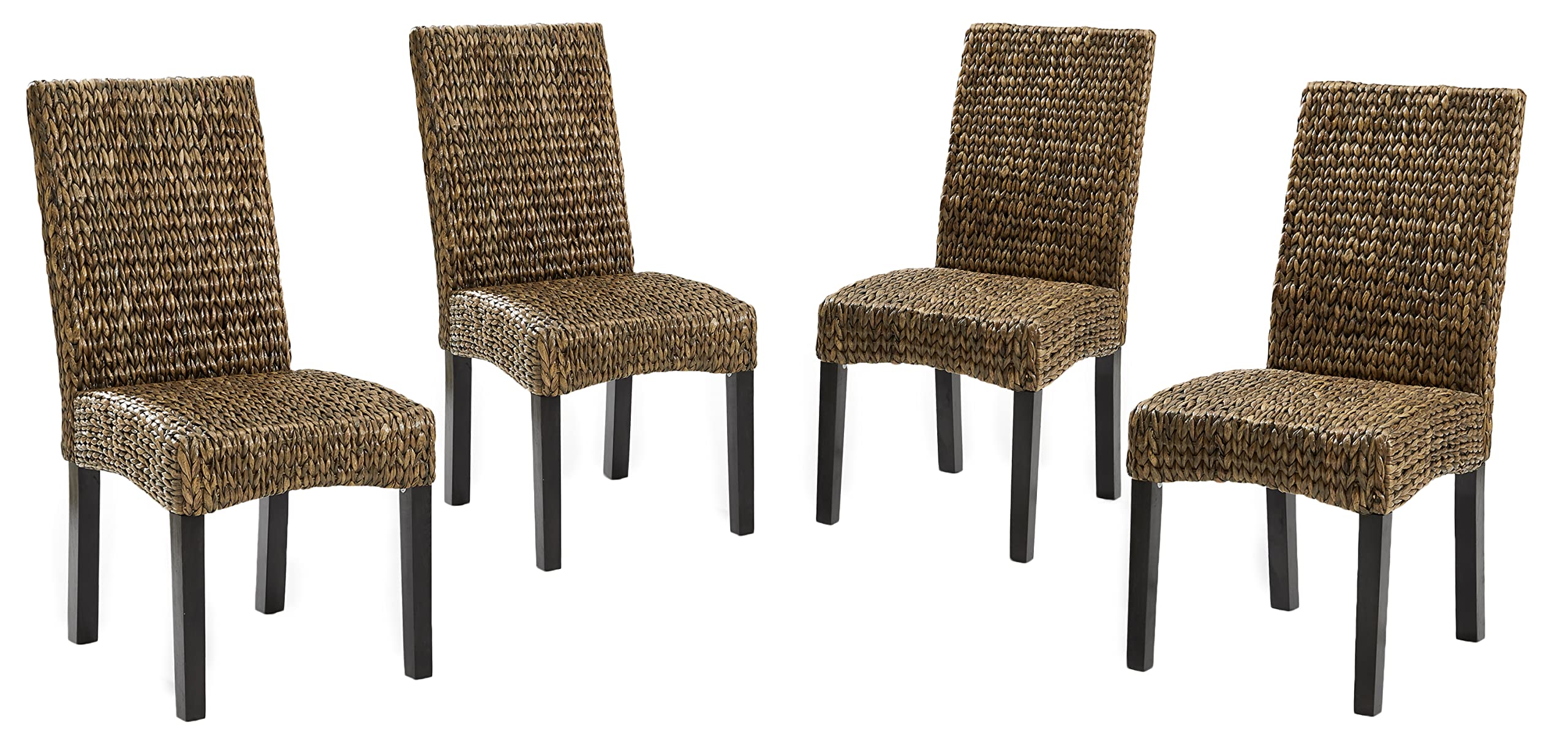 Crosley Furniture Edgewater Handwoven Natural Fiber Rattan Dining Chairs Set of 4, Seagrass