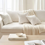 Topfinel Cream White Decorative Neutral Throw Pillow Covers 18X18 Inch For Couch Sofa Bed, Soft Corduroy Striped Patchwork Windm
