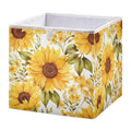 Bulletgxll Yellow Sunflower Cube Storage Bins 11x11x11 inch Collapsible Fabric Storage Baskets , Large Toy Clothes Organizer Box