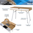 Techni Mobili Modern Multi Computer Desk With Storage, 30" X 21.7" X 45.3", Pine