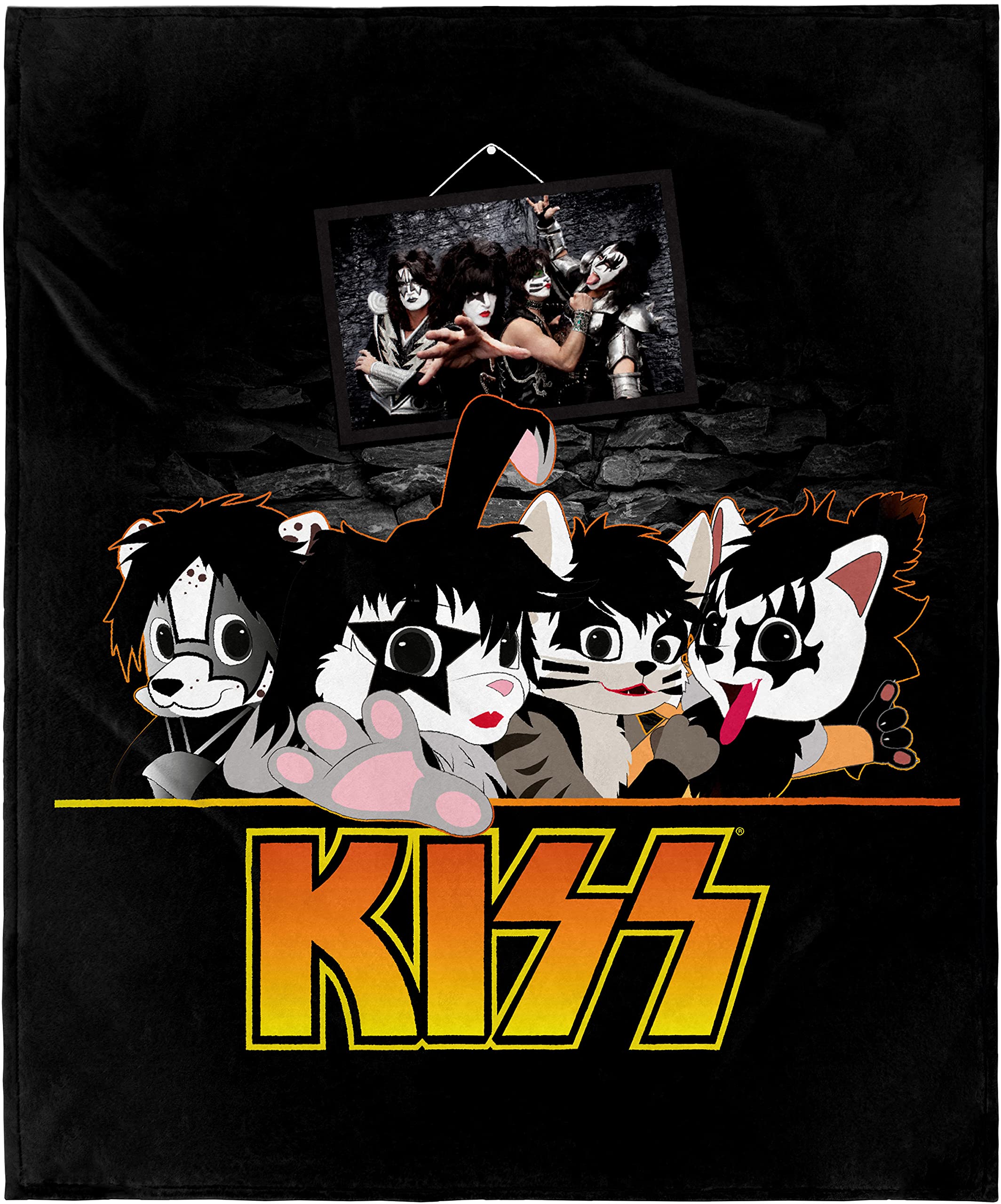 Intimo Kiss Blanket Kiss Kitty Faces Photo Music Band Super Soft Fleece Throw Blanket 48' X 60' (122Cm X152Cm)