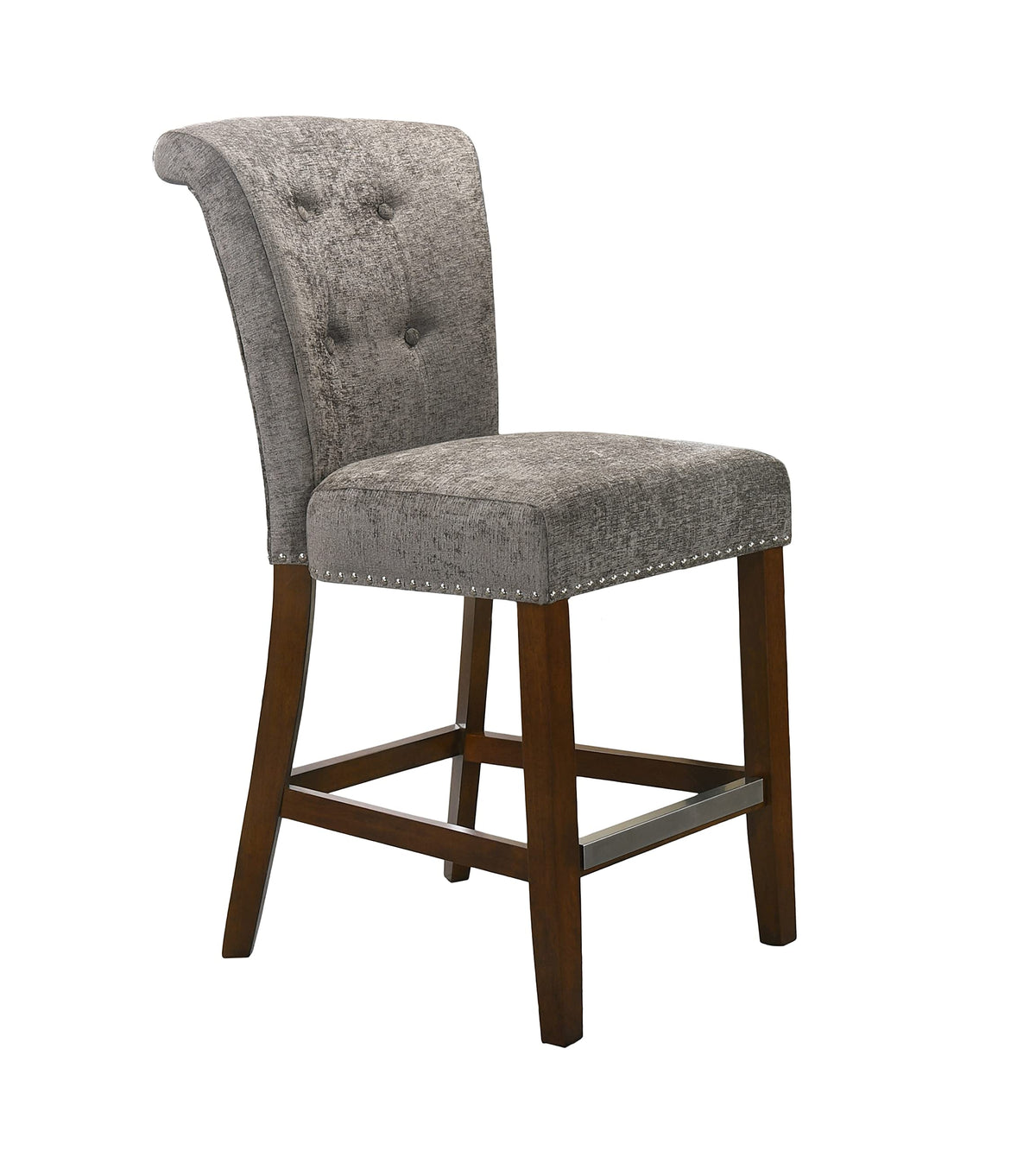 Lilola Home Auggie Gray Fabric Dining Chair with Nailhead Trim – Counter Height Design