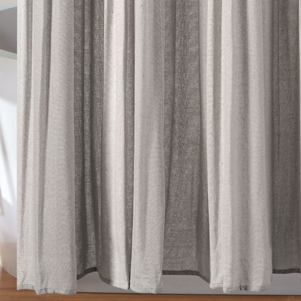 Lush Decor Linen Button Shower Curtain, 72'' W X 72'' L, Gray - Rustic Shower Curtain - Color Block Bath Curtain With Coconut Bu