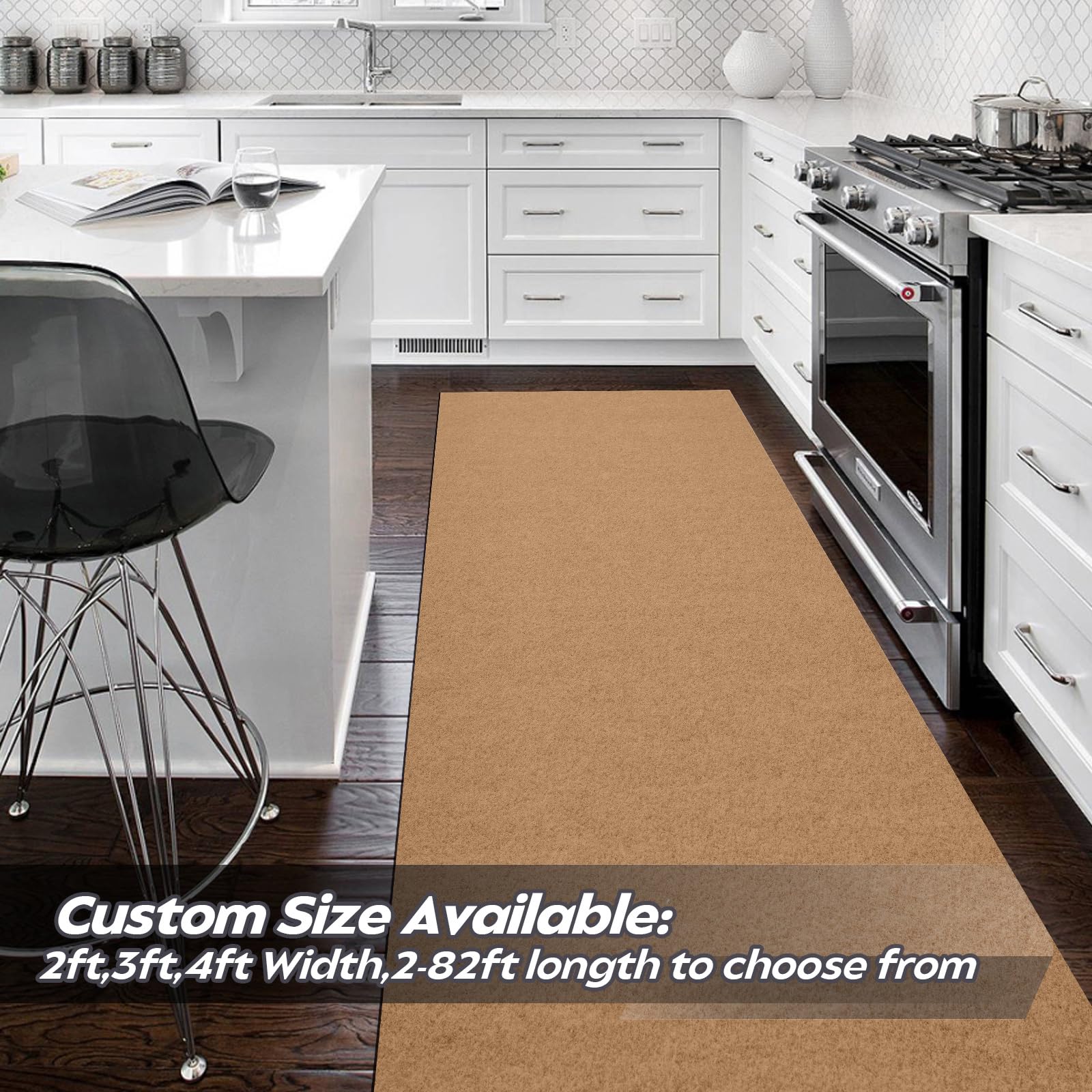 Gotohipi Runner Rug 3'X67'Indoor Outdoor Utility Carpet,Area Rugs With Non Slip Rubber Backing For Hallway Kitchen Entryway Balc