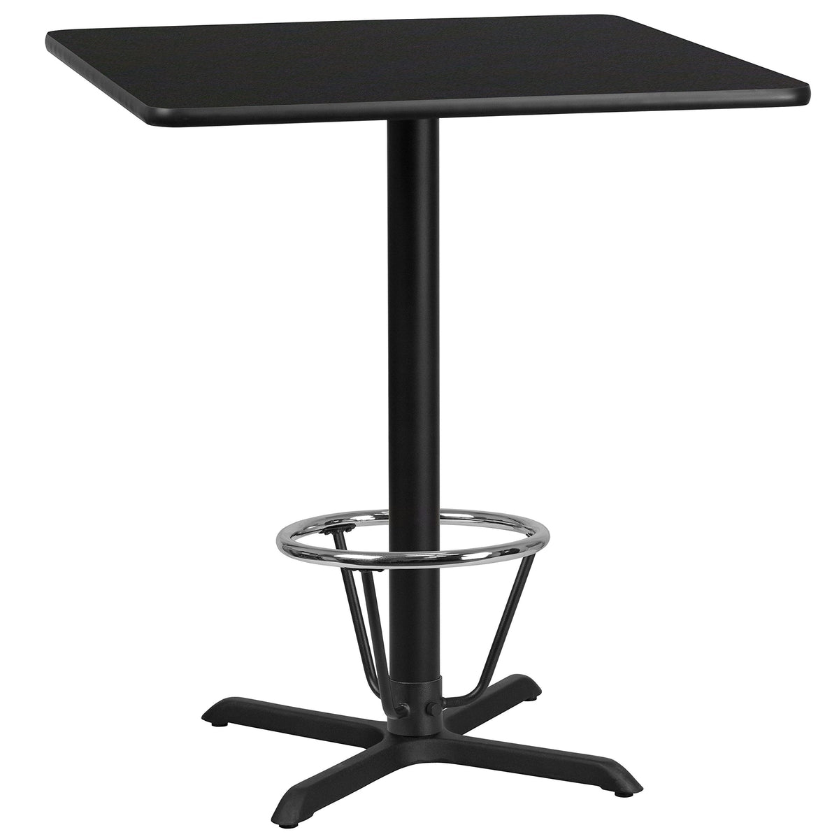 Flash Furniture Stiles 36'' Square Black Laminate Table Top With 30'' X 30'' Bar Height Table Base And Foot Ring