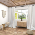 Koufall Back Tab Rod Pocket Linen Sheer Curtains For Living Room-Natural-72X108