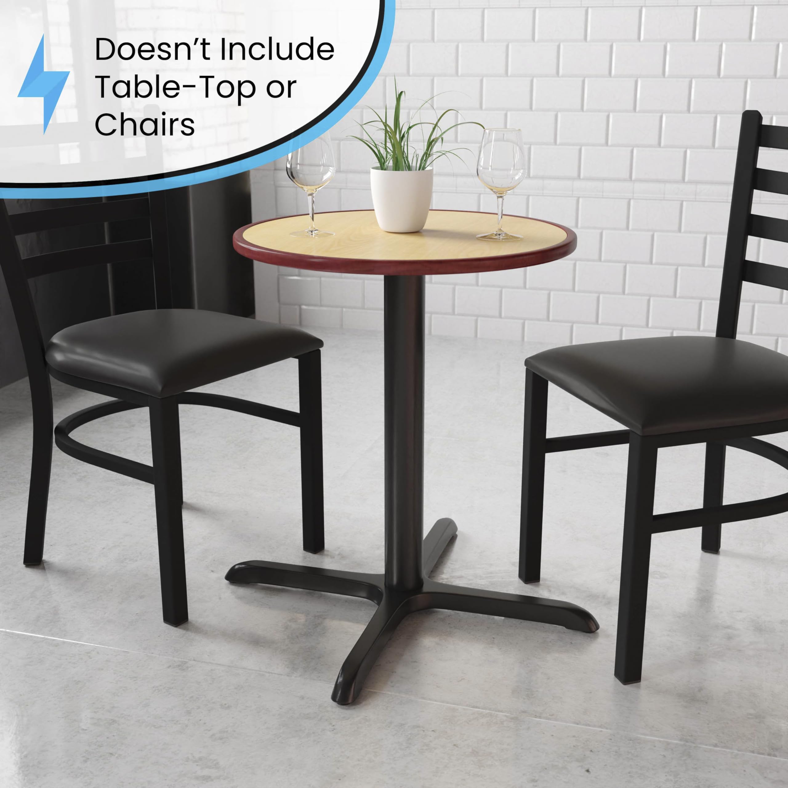 Flash Furniture 30' X 30' Restaurant Table X-Base With 3' Diameter Table Height Column, Commercial X-Base Cast Iron Restaurant Table Base, Black