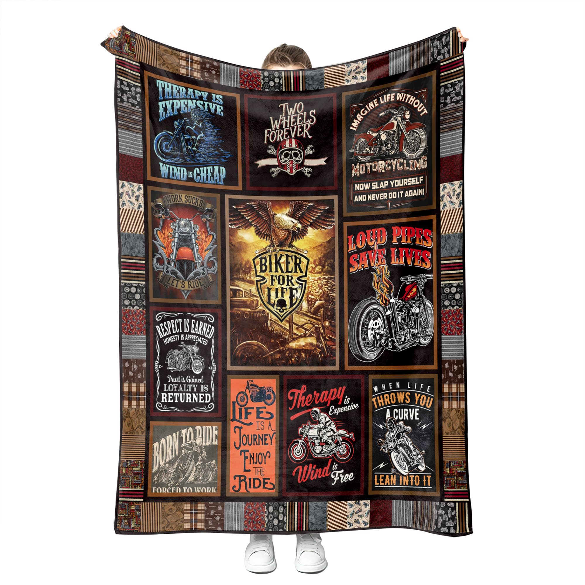 Motorcycle Blankets Super Soft Flannel Fleece Throw Blankets For Bed Sofa And Couch Cool Motorcycle Gifts For Men And Women Fluf
