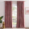 Topfinel Dusty Rose Velvet Curtains 108 Inches Long,Rod Pocket Back Tab Thermal Insulated Bohemian Drapes For Living Room/Big Wi
