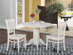 East West Furniture SHGR3-WHI-W 3 Piece Dining Room Table Set Contains a Round Kitchen Table with Pedestal and 2 Dining Chairs, 42x42 Inch, Linen White