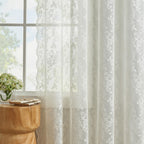 Finecity Lace Curtains 80 Inches Long 2 Panels Set Rustic Leaf Floral Knitted Vintage Lace Curtains For Bedroom Living Room Rod