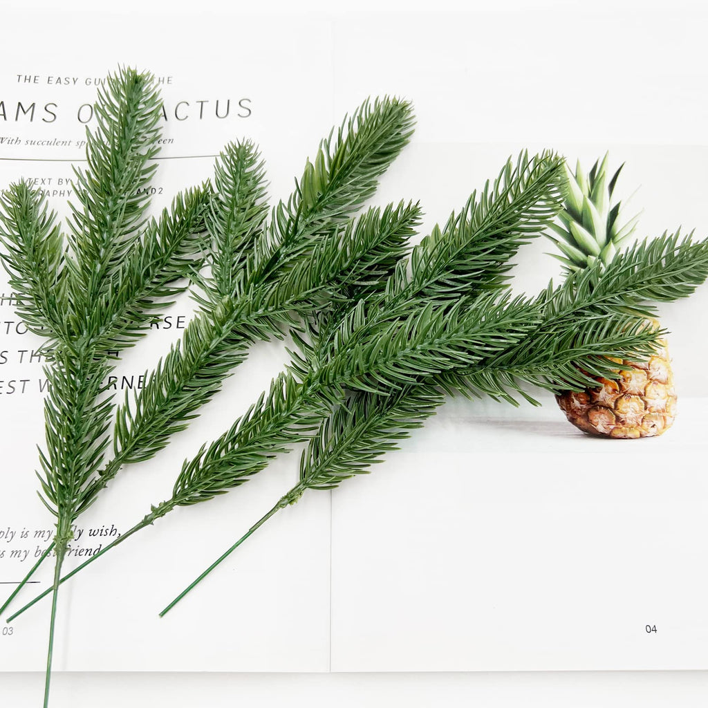 Hananona 50 Pcs Artificial Pine Branches Green Plants Pine Needles Diy Accessories For Garland Wreath Christmas And Home Garden