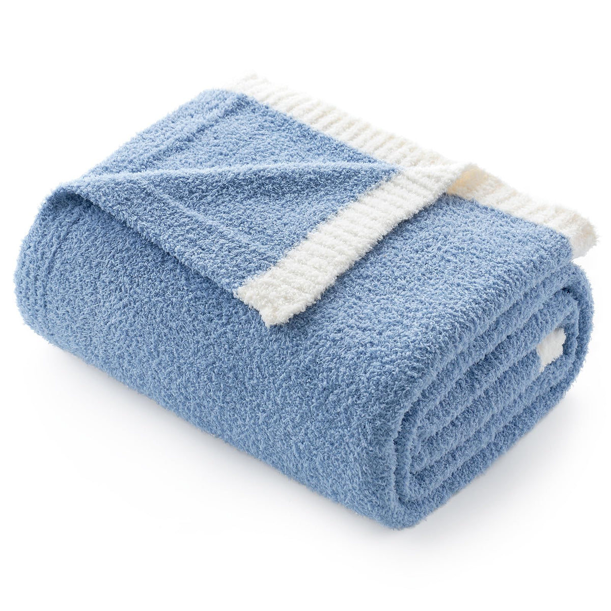 Snuggle Sac Ultra Soft Throw Blanket For Couch Bed Sofa 50X60 Inches, Reversible Blue Blanket Microfiber Fluffy Fuzzy Cozy Knit
