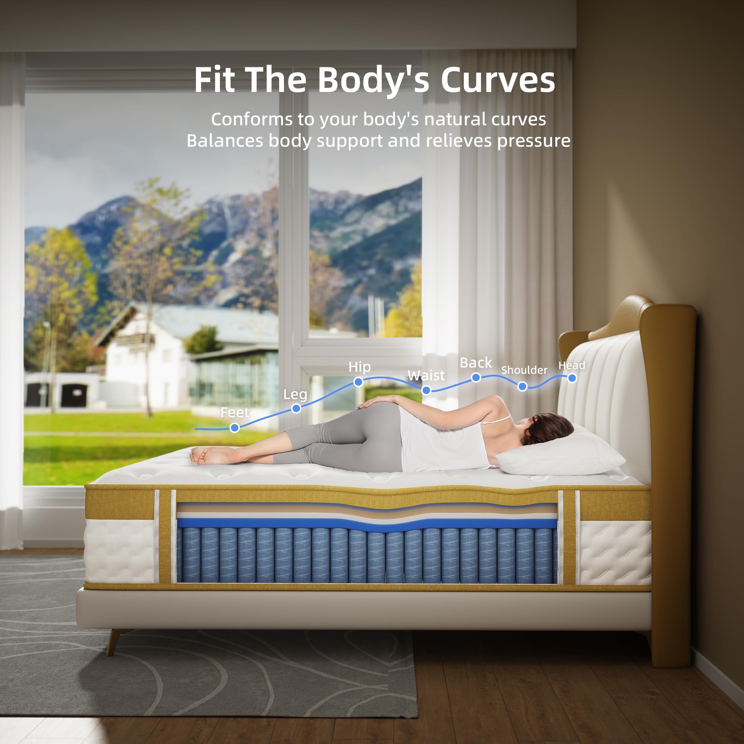 Naiveer Cooling Gel Full Size Mattress, 10 Inch Hybrid Full Mattress In A Box With Pocketed Springs Memory Foam For Back Pain &