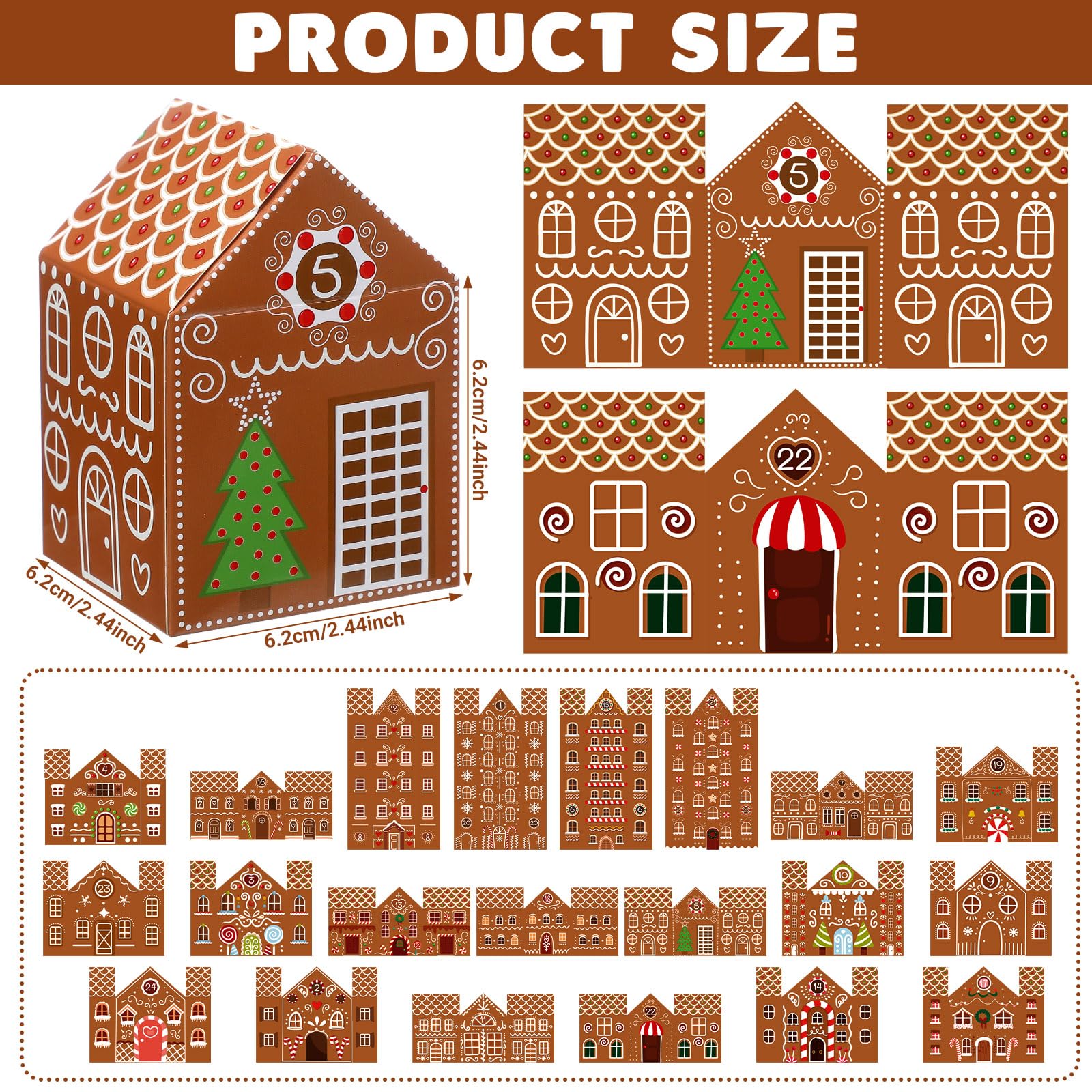 Fuutreo 25 Pcs Christmas Advent Calendar Boxes Cardboard 24 Days Advent Countdown Gift Boxes Empty Number House Shaped Gift Boxe
