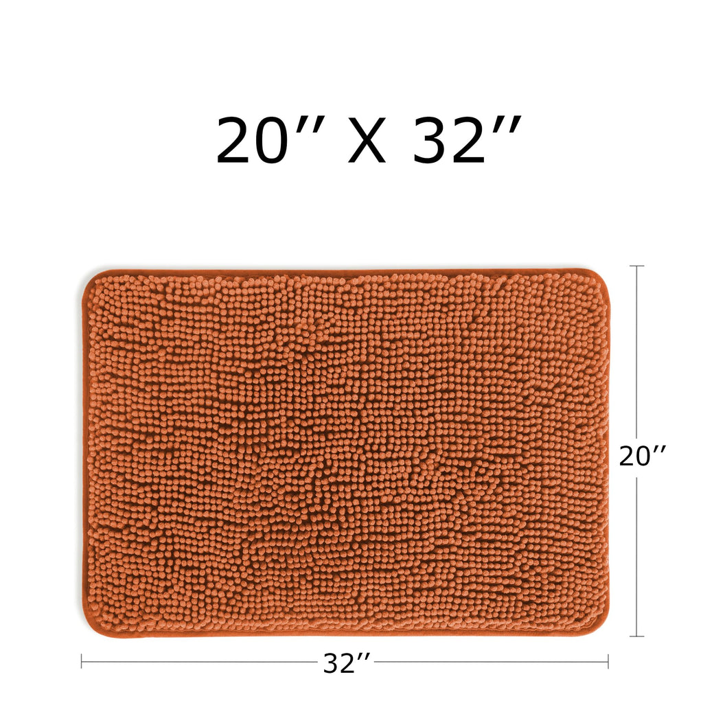 Pureswan Burnt Orange Bathroom Rugs - Absorbent And Washable Bath Mat, Non-Slip, Thick Soft Chenille Bath Rugs For Bathroom Floo