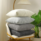 Lewondr Corduroy Throw Pillow Covers 18X18, Set Of 4 Multi-Color Matching Square Soft Throw Pillow Cases Modern Stripes Couch Pi