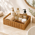 Habere IndiaAll The Cultures Fabricating India Cane Woven Storage Basket With Metal Frame | Versatile Wardrobe And Bathroom Org