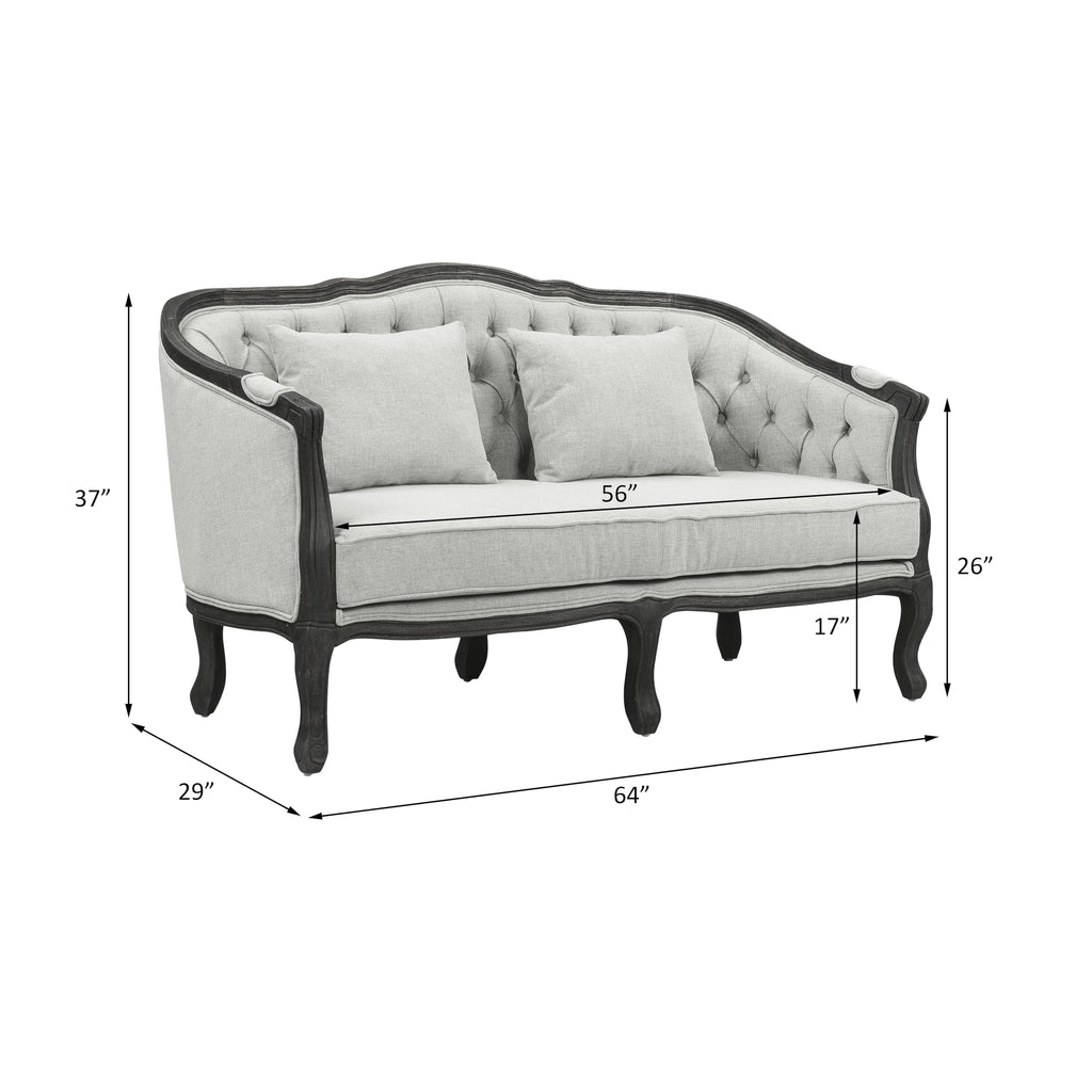 Acme Furniture Upholstered Loveseat with Button-Tufted Back, Gray and Dark Brown