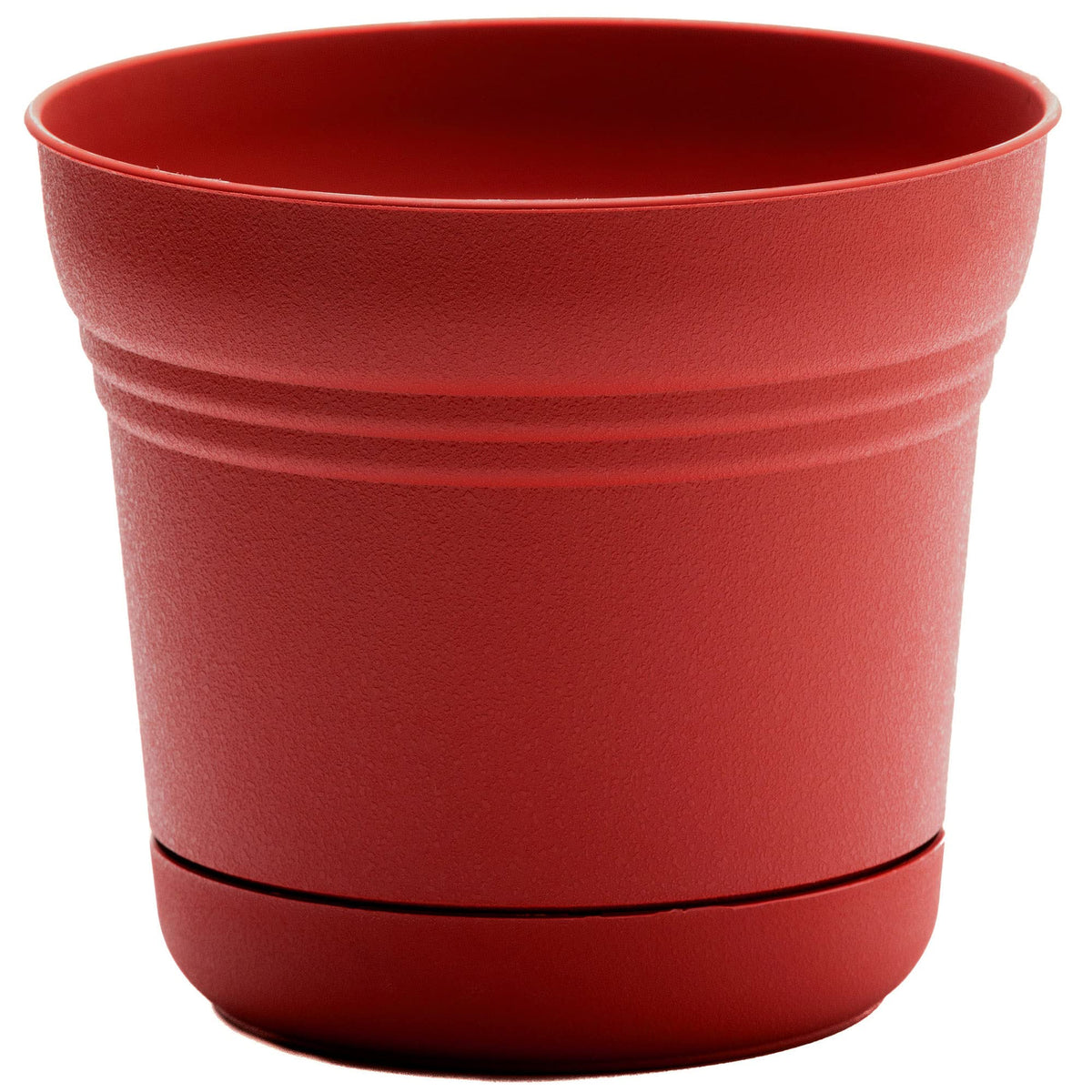 Bloem Saturn Round Planter With Saucer Tray: 10' - Black - Durable Plastic Pot, Matte Finish, Removable Saucer, For Indoor & Ou