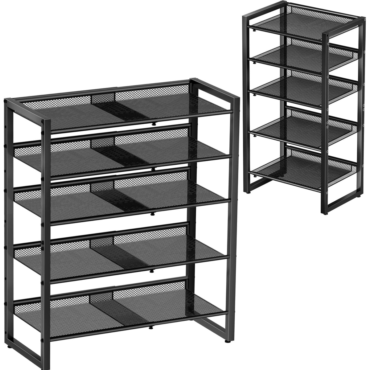 Xiacare Shoe Rack, 5Tier Expandable Shoe Rack, Shoe Organizer for Closet