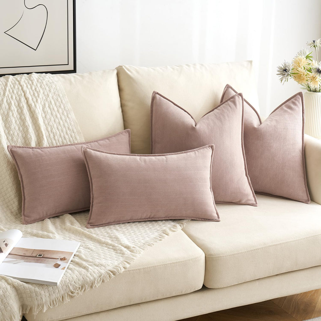 Miulee Pack Of 2 Blush Pink Decorative Pillow Covers 20X20 Inch Soft Chenille Couch Throw Pillows Farmhouse Cushion Covers With Elegant Design For Sofa Bedroom Living Room Spring Decor Valentines Day