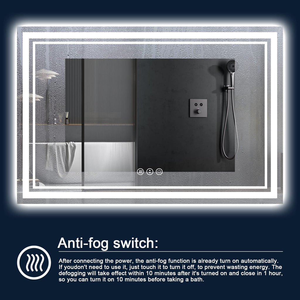 Istripmf 84X40 Inch Led Bathroom Mirror With Lights, Backlit And Front Lighted Bathroom Mirrors For Wall, Anti-Fog Dimmable Memo