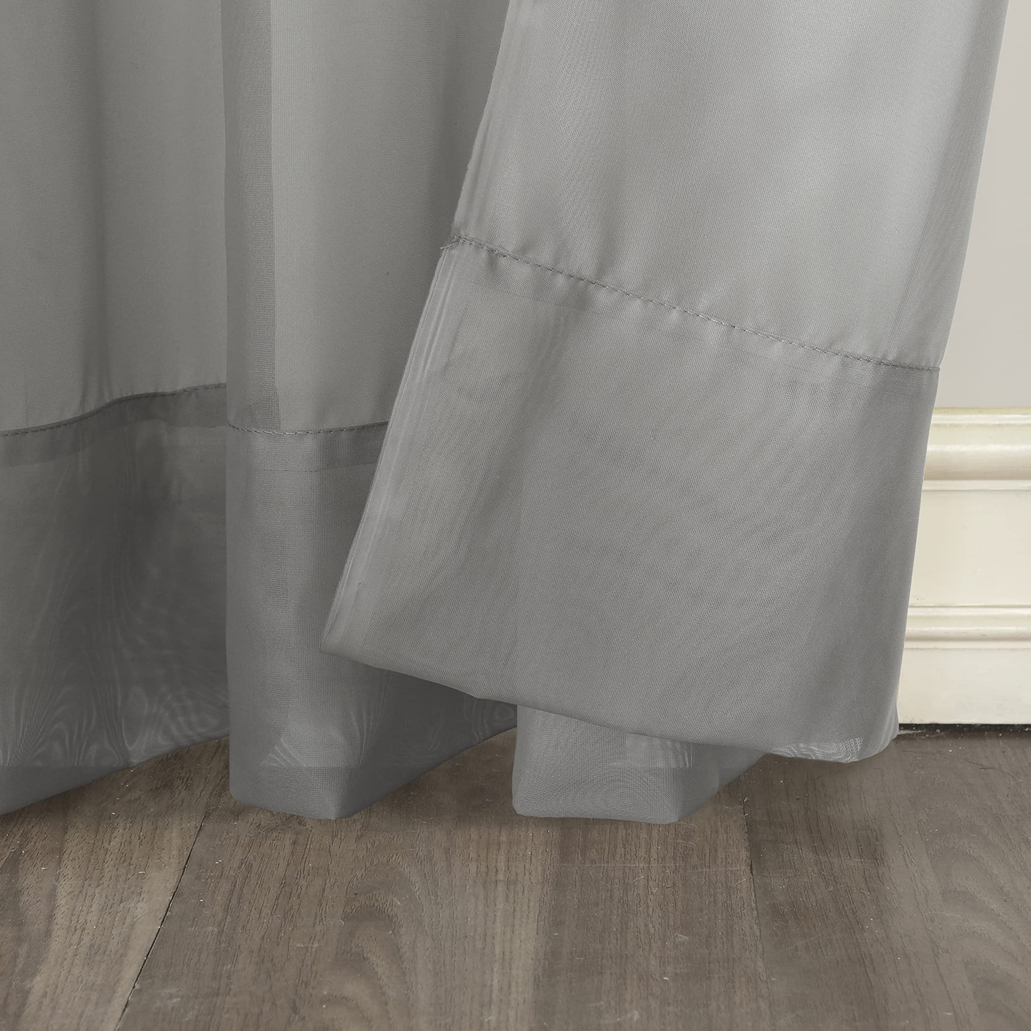 No. 918 53566 Emily Sheer Voile Rod Pocket Curtain Panel, 59'' X 63'', Charcoal (Single Panel Only)