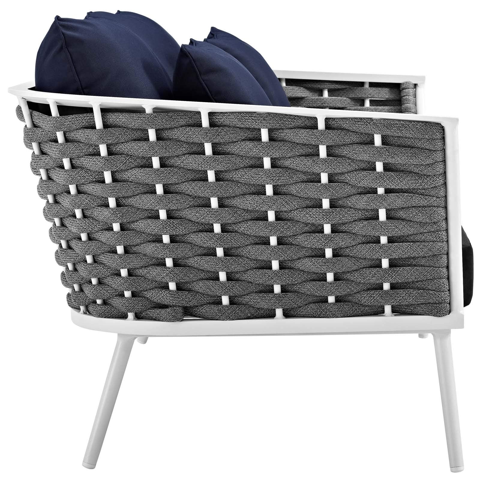 Modway Stance Outdoor Patio Contemporary Modern Woven Rope Loveseat In White Navy