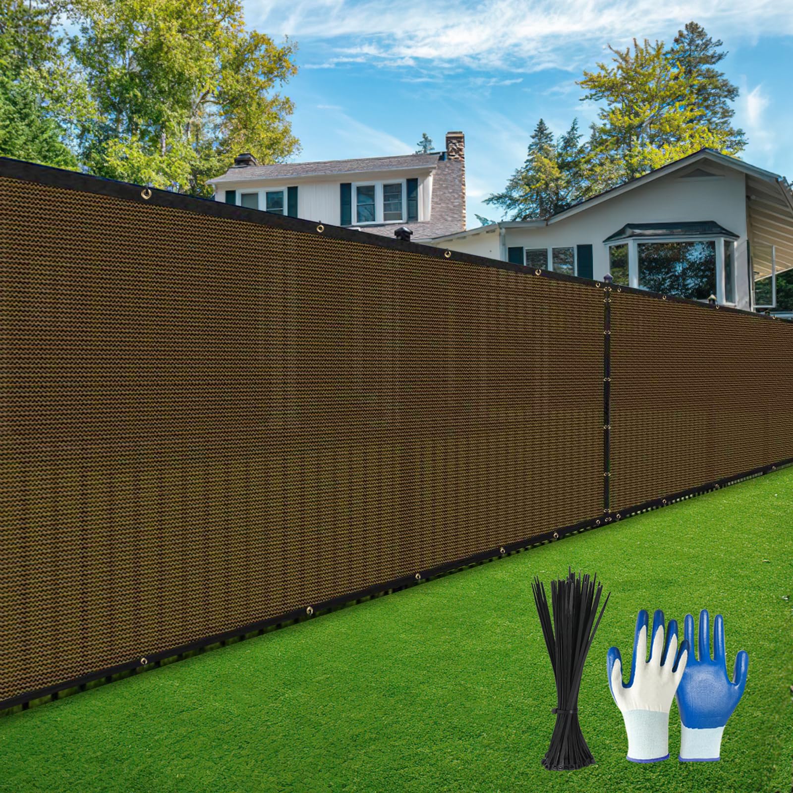 Denforste Privacy Fence Screen,With Gloves, 4X50Ft Heavy Duty 220Gsm 98% Blockage Privacy Screen Fence For Outdoor Wall Garden Y