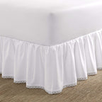 Laura Ashley Home - Queen Bedskirt, Luxury Bedroom Decor, Wrinkle & Fade Resistant (Crochet Ruffle White, Queen)