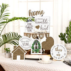 Maitys 10 Pcs Summer Beach Tiered Tray Decoration Set Farmhouse Rustic Home Decor Home Wood Sign Rustic Table Ornaments For Home