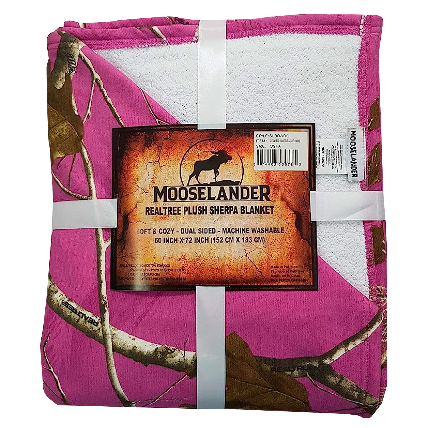 Mooselander - Reversible Realtree Camo Sherpa Blanket, Thick, Soft, Warm Throw For Sofa, Couch, Bed, Travel, Camping, Decorative
