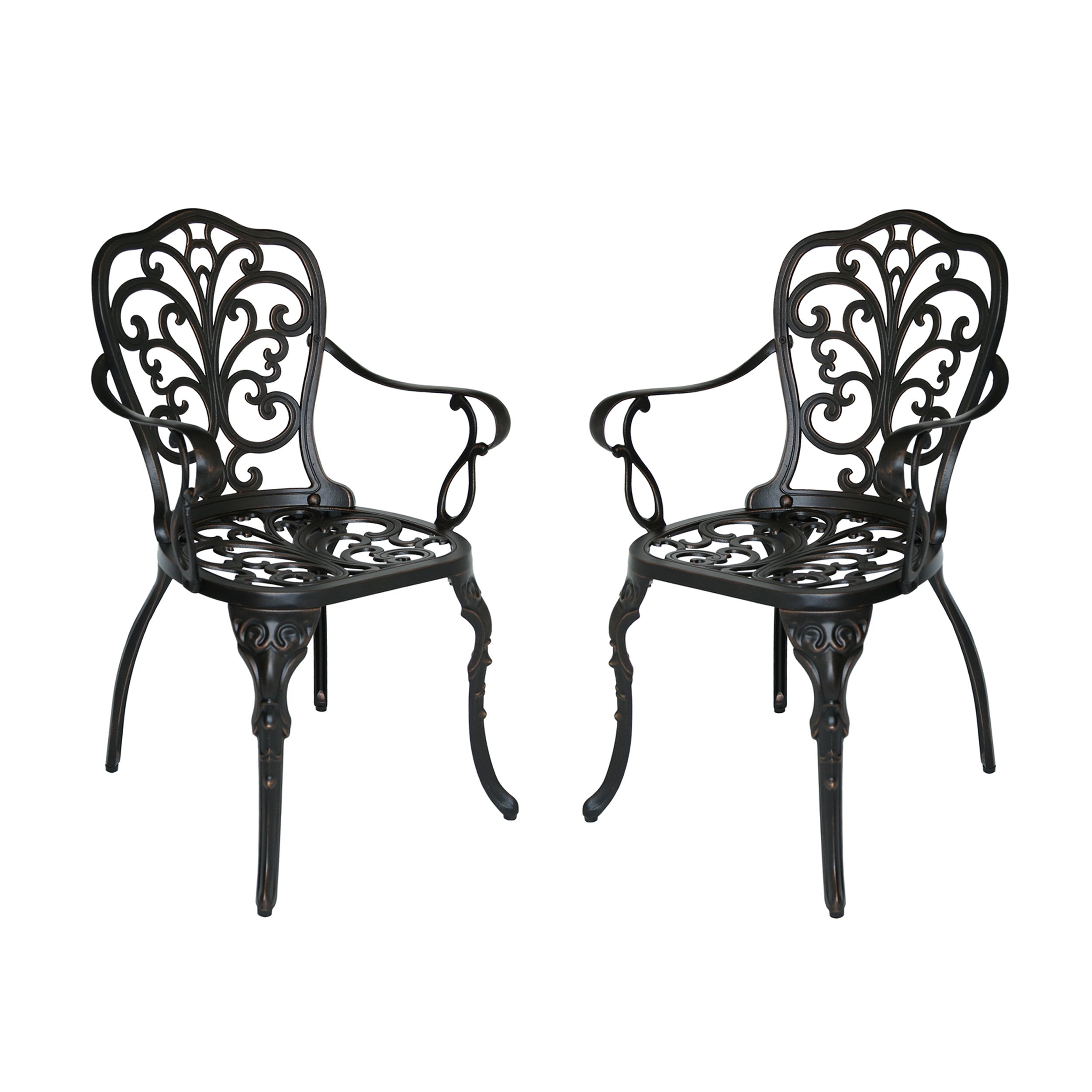 Christopher Knight Home Buddy Outdoor Cast Aluminum Dining Chair (Set of 2), Shiny Copper