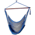 Sunnydaze Indoor/Outdoor Caribbean Xl Hanging Hammock Chair Swing - Soft-Spun Polyester Rope - 300-Pound Capacity - Blue