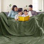Phf Oversized King Fleece Blanket 120'X120', No Shed No Pilling Big Soft Blanket, Extra Large 10'X 10' Lightweight Blanket For Bed, Sofa Travel And Camping, Suitable For All Season, Olive Green