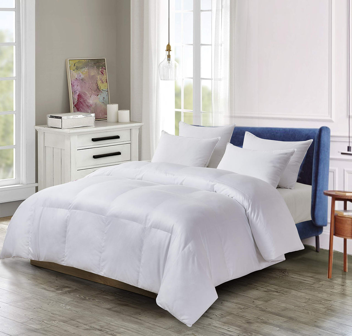 Home Fashions Blue Ridge Microfiber Light Weight Solid Duvet Insert Down Alternative All Season Bed Comforter-Hypoallergenic Pol