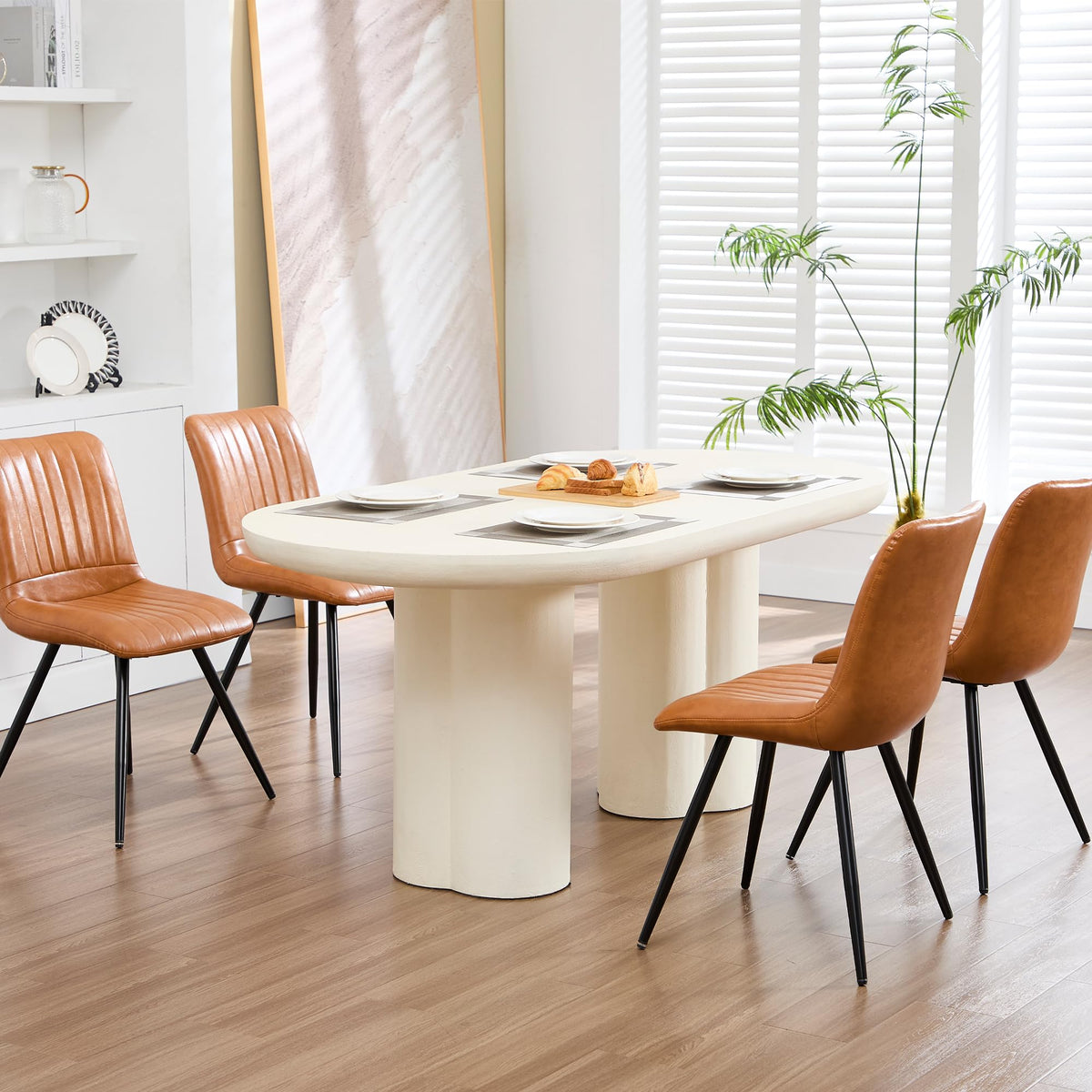 Choairy Dining Chairs Set Of 4, Modern Dining Chairs With Thick Cushions, Pu Leather Upholstered Kitchen Dining Room Chairs With