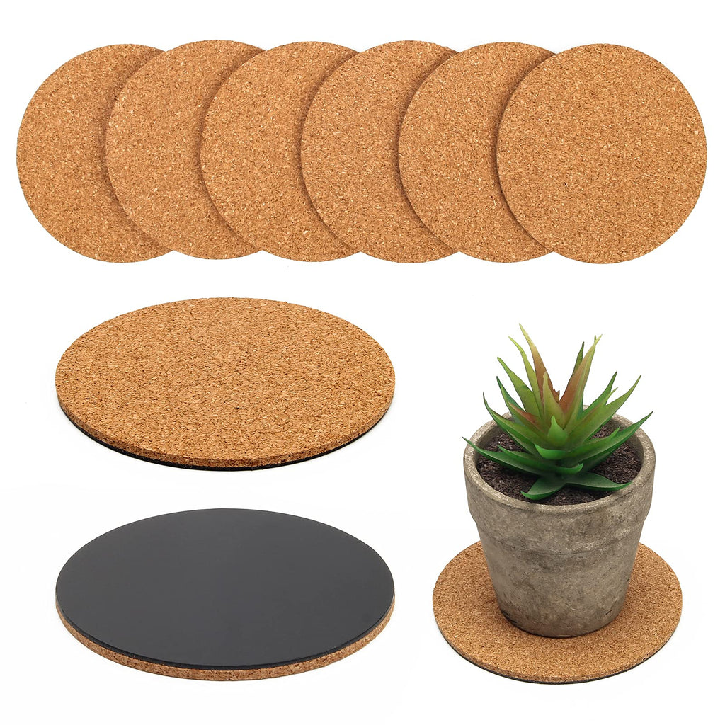 Coitak 6 Pieces Cork Mat For Plants, Round Cork Plant Coasters Mats For Garden, Courtyard, Pot Mat, Indoor Outdoor And Diy Craft