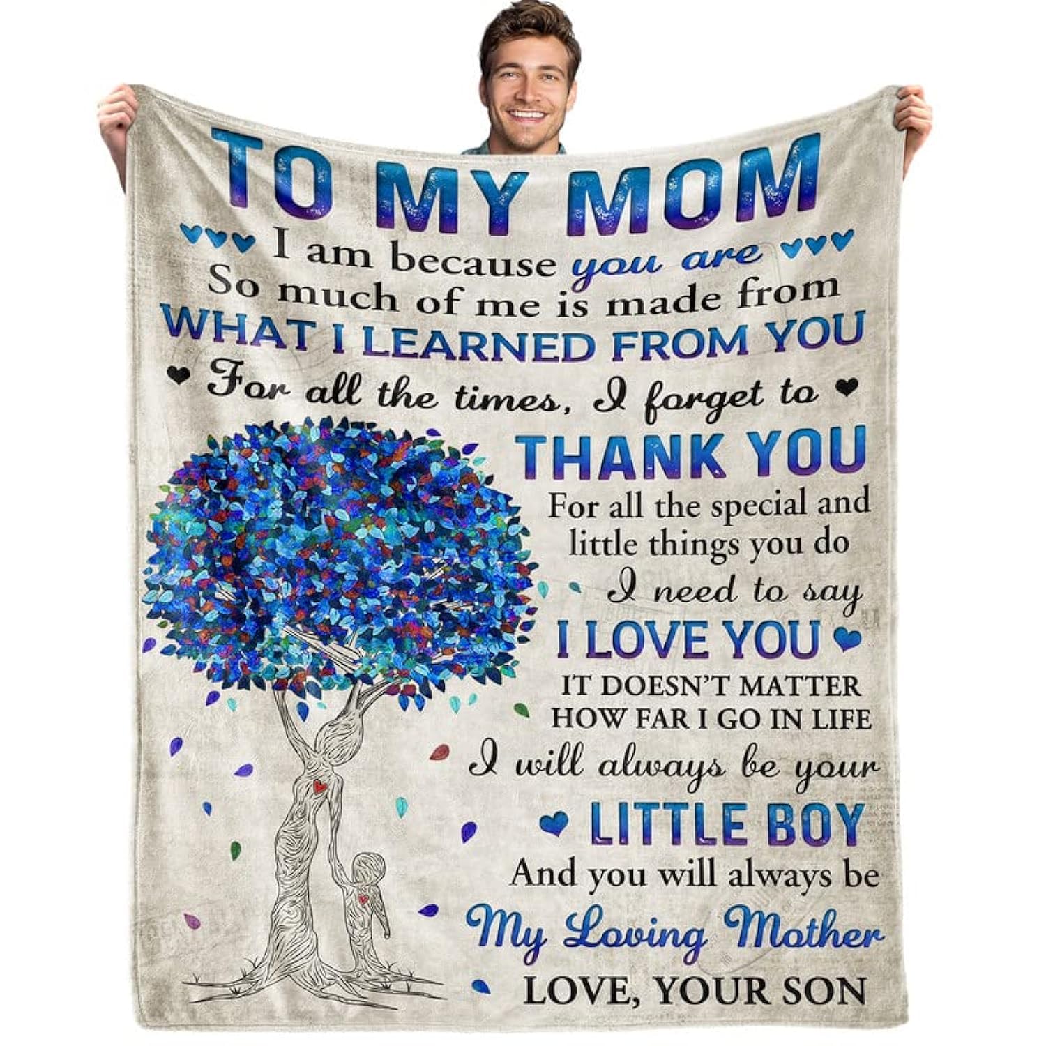 Gifts For Mom From Son, Romantic Mom Birthday Gifts From Son To My Mom Flannel Blanket For Mom From Son Mother Day Birthday Pres