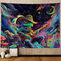 Sanzugh Funny Space Frog Mushroom Tapestry For Men Guys Bedroom, Cool Trippy Universe Planet Ocean Art Tapestries Wall Hanging C