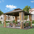 Yoleny 10' X 10' Hardtop Gazebo, Metal Gazebo With Aluminum Frame, Double Galvanized Steel Roof, Curtains And Netting Included,