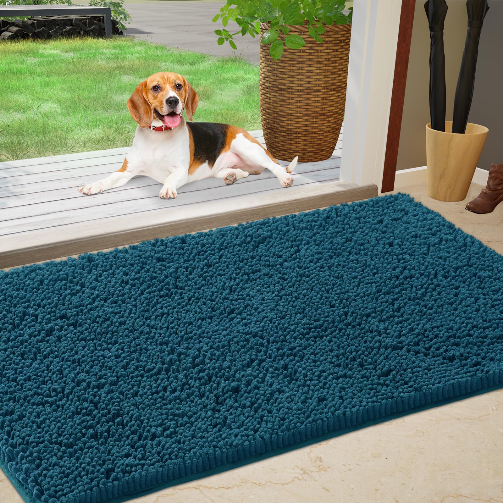 Im Home Durable Chenille Absorbent Outdoor Doormat 30' X 48', Muddy Washable Door Mats For Dog Non Slip Indoor Doormat Front I