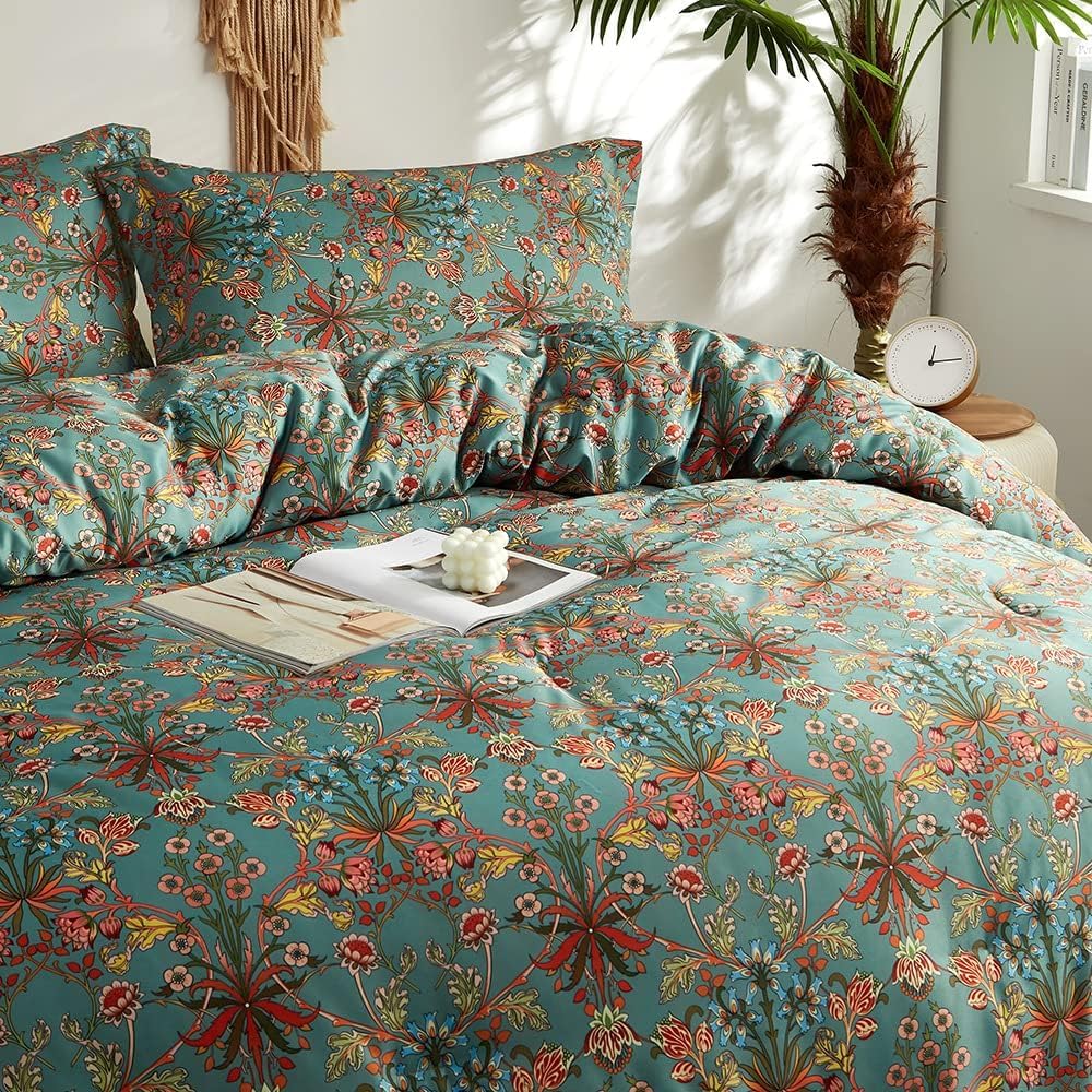 Lifetb Vintage Style Garden Flower Duvet Cover Twin Xl Boho Floral Duvet Cover Cotton Vibrant Flower Pattern Floral Comforter Co