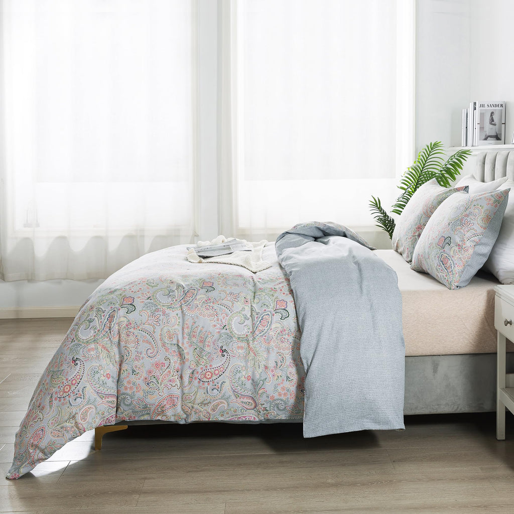 Honeilife Wildflower Duvet Cover Queen - 100% Cotton Comforter Cover Sets, 3-Pc Comfortable Floral Duvet Cover Sets,Soft & Breat