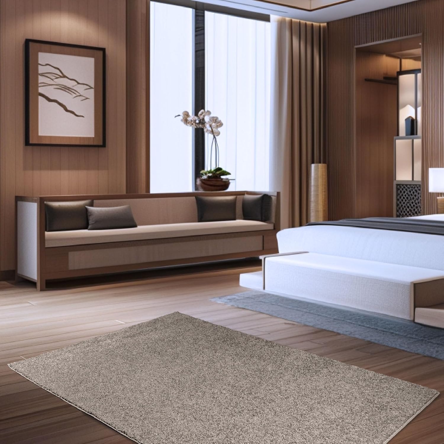 Pet Friendly Solid Color Area Rugs Beige - 12' Octagon, Indoor, Stain & Fade Resistant, Perfect For Living Room, Bedroom, Dining