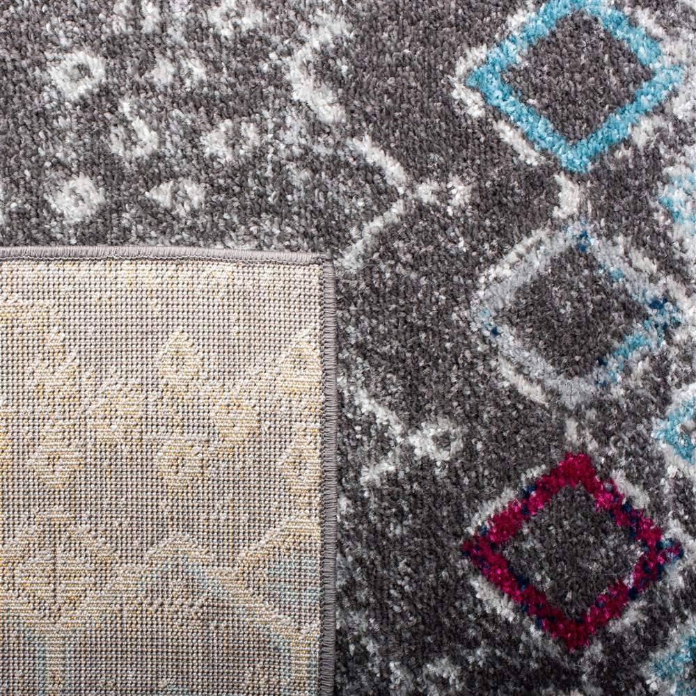 Safavieh Amsterdam Collection Area Rug - 6'7'' X 9'2'', Dark Grey & Ivory, Moroccan Boho Design, Non-Shedding & Easy Care, Ideal